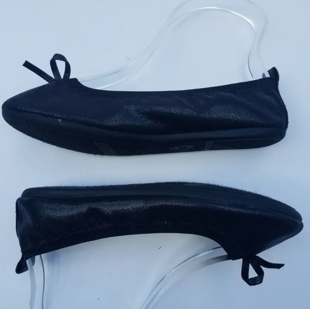 Wonder Nation Shoes Girls Ballet Flats US 3 Black Sparkle w Bow EUC